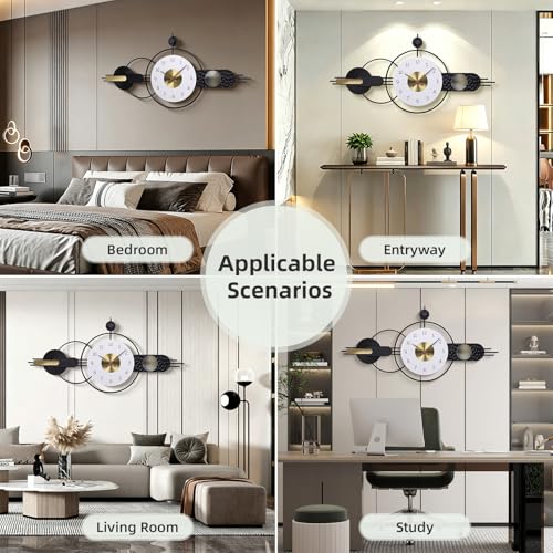 43 x 20 inch Oversized Large Modern Geometric Metal Wall Clocks