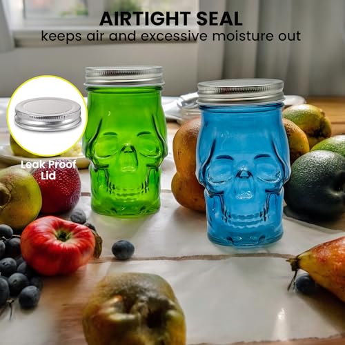 Pink Skull Mason Jar Glass Cup with Lid and Straw