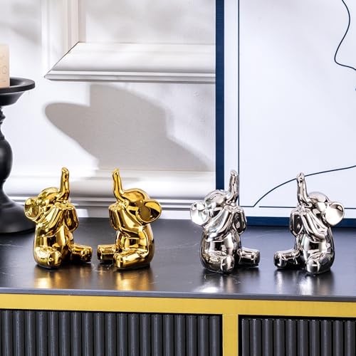 Pair of Small Gold Elephant Figurines (2 Count)