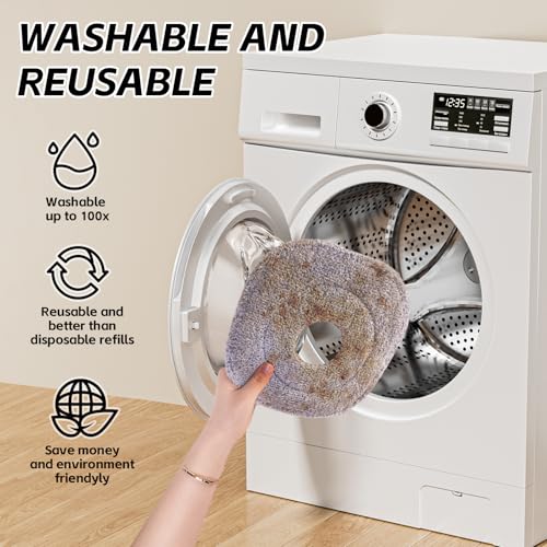 9 Inch Square Microfiber Mop Pad Refill Compatible with True & Tidy Mop System and Most 9 Inch Square Spin Mops (6 Count)