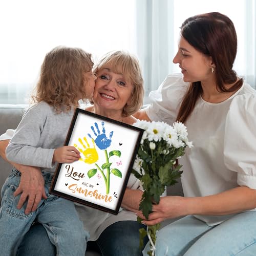 Personalized Handprint Wooden Sign You Are My Sunshine Frame with Paint