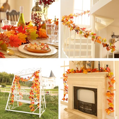 2 Pack Fall Leaves Garland for Mantle (2 Count)