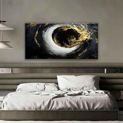 Abstract Wall Art For Living Room Modern Canvas Art Wall Decor Print Painting Abstract Wall Decor Pictures Black And Gold Wall Art Picture For Bedroom Hotel Home Artwork 24 X 48 Inch