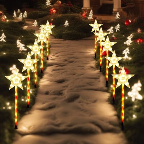 Solar Christmas Star Pathway Lights Outdoor Decorations