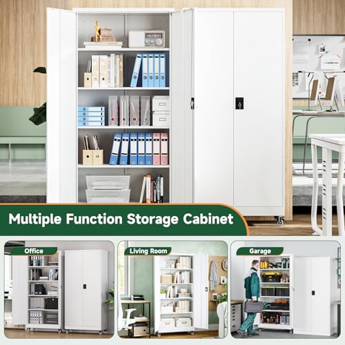 Metal Garage Storage Cabinets with Lock Door and Adjustable Shelves