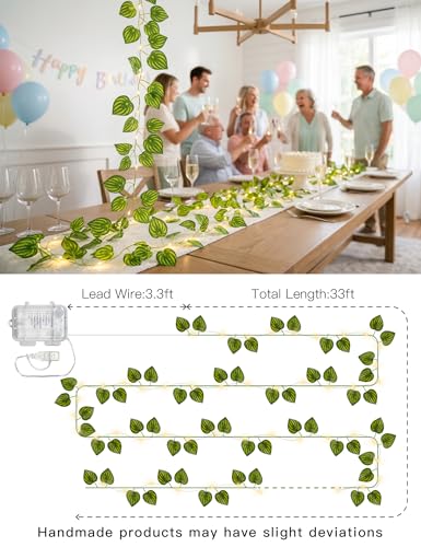 33FT Watermelon Vines with Lights Battery&USB Powered Copper Wire