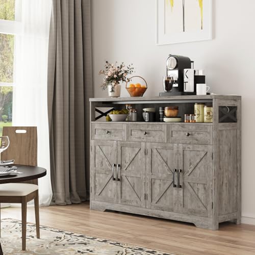 Farmhouse Buffet Cabinet with Drawers & Barn Doors