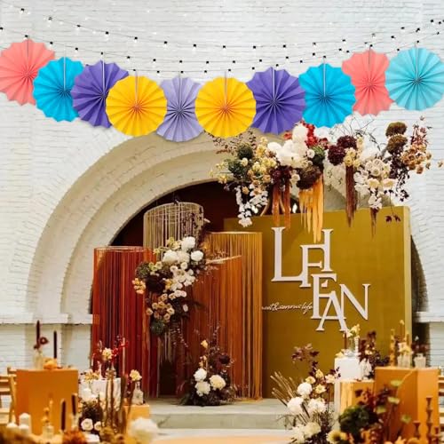Pink Party Decorations Pink Hanging Paper Round Fans Bulk 8inch DIY
