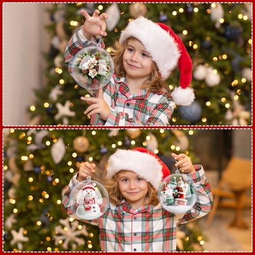 2 Pieces 6.3 Inch Christmas Clear Plastic Fillable Ball Ornaments DIY Craft Transparent Baubles Shatterproof Christmas Tree Hanging Ornaments for Xmas New Year's Birthday Wedding Home Decor (50 Count)