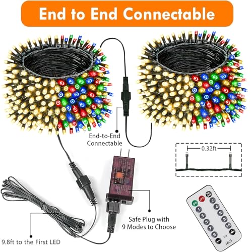 75.8FT Connectable Color Changing Christmas Light with Remote Timer 200 LED