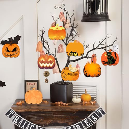 60 Pcs Pumpkin Wooden Cutouts Thanksgiving Unfinished Wood Crafts Pumpkin Wooden Pumpkins Ornaments to Paint Decorations DIY Blank Fall Pumpkin Shapes Discs Halloween 3.9x3.5 Inch (63 Count)