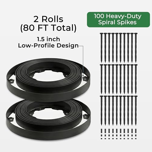 1.5" x80' Landscape Edging Kit with 100 Spikes (102 Count)