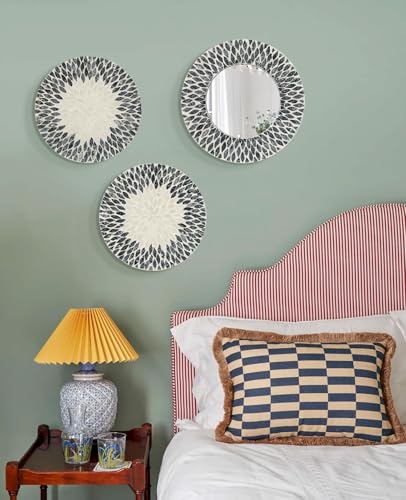 Mother of Pearl Wall Mirror Decor for Hallway Gallery (3 Count)