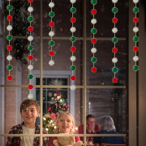 4 Pack 26.3 Feet Colorful Pom Pom Garland Decorations (26.24 Foot)