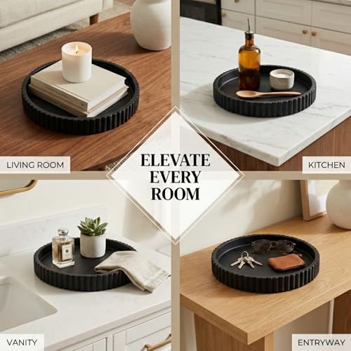 Black Round Tray for Home Decor