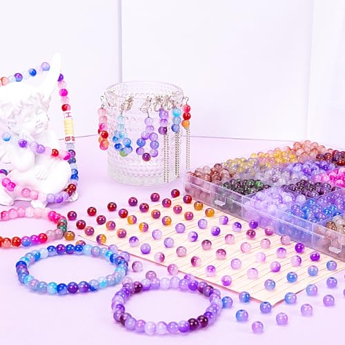 About 1200+ pcs 6mm Glass Beads Bracelet Making Kit (1200 Count)