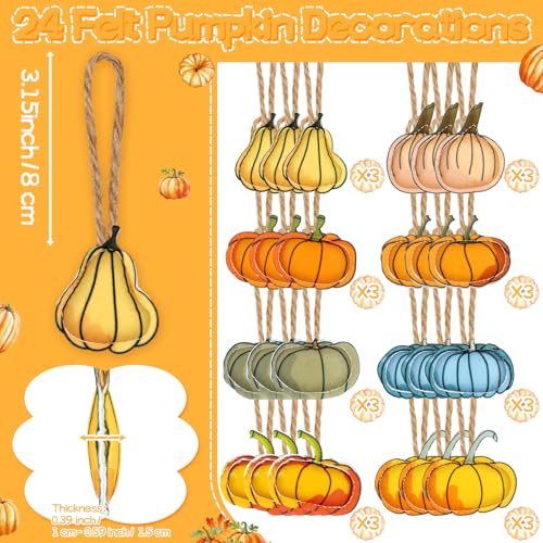 24 Pcs Fall Felt Ornaments for Small Tree (24 Count)