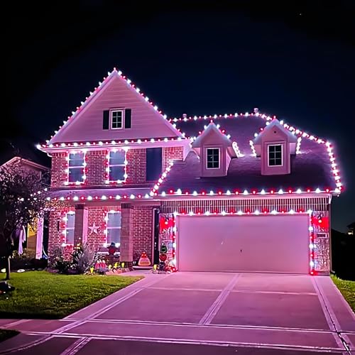 Solar Christmas Lights Outdoor 2 Pack 200 LED 66FT String Lights Red White (2 Count)