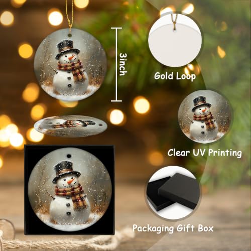 Vintage Winter Snowman Christmas Ceramic Ornament Gifts