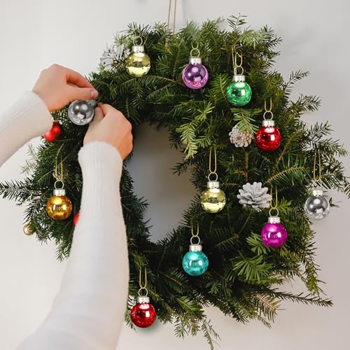 32 Pcs 1'' Mini Glass Christmas Ornament (32 Count)