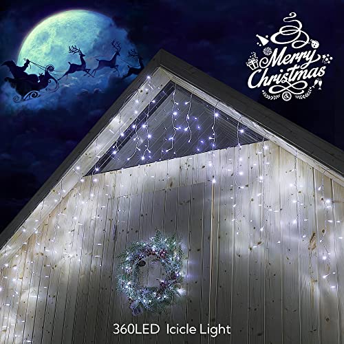 33FT 360 LED White Christmas Icicle Lights