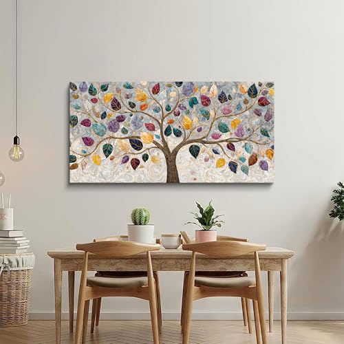Colorful Boho Wall Art Prints Tree Of Life Canvas Art Wall Decor 24"×48"