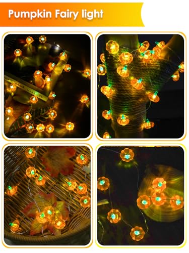 2 Pack 30LED Pumpkin Fall Decorations String Lights Battery Operated Remote