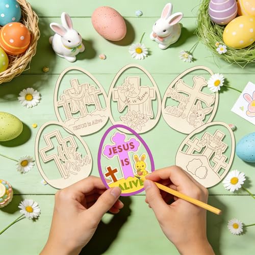 36PCS Wooden Easter Ornaments to Paint (36 Count)