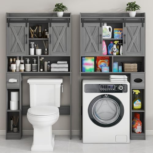Over The Toilet Storage Cabinet with Sliding Doors