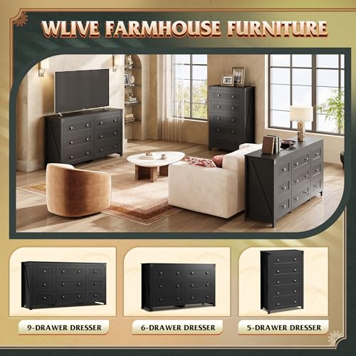 Farmhouse Black Dresser for Bedroom