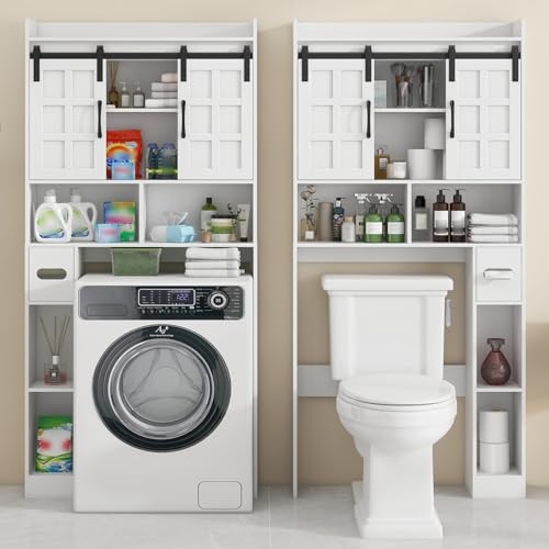 Over The Toilet Storage Cabinet with Sliding Doors