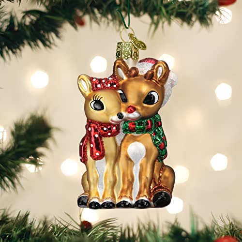 Rudolph and Clarice Glass Blown Ornament for Christmas Tree