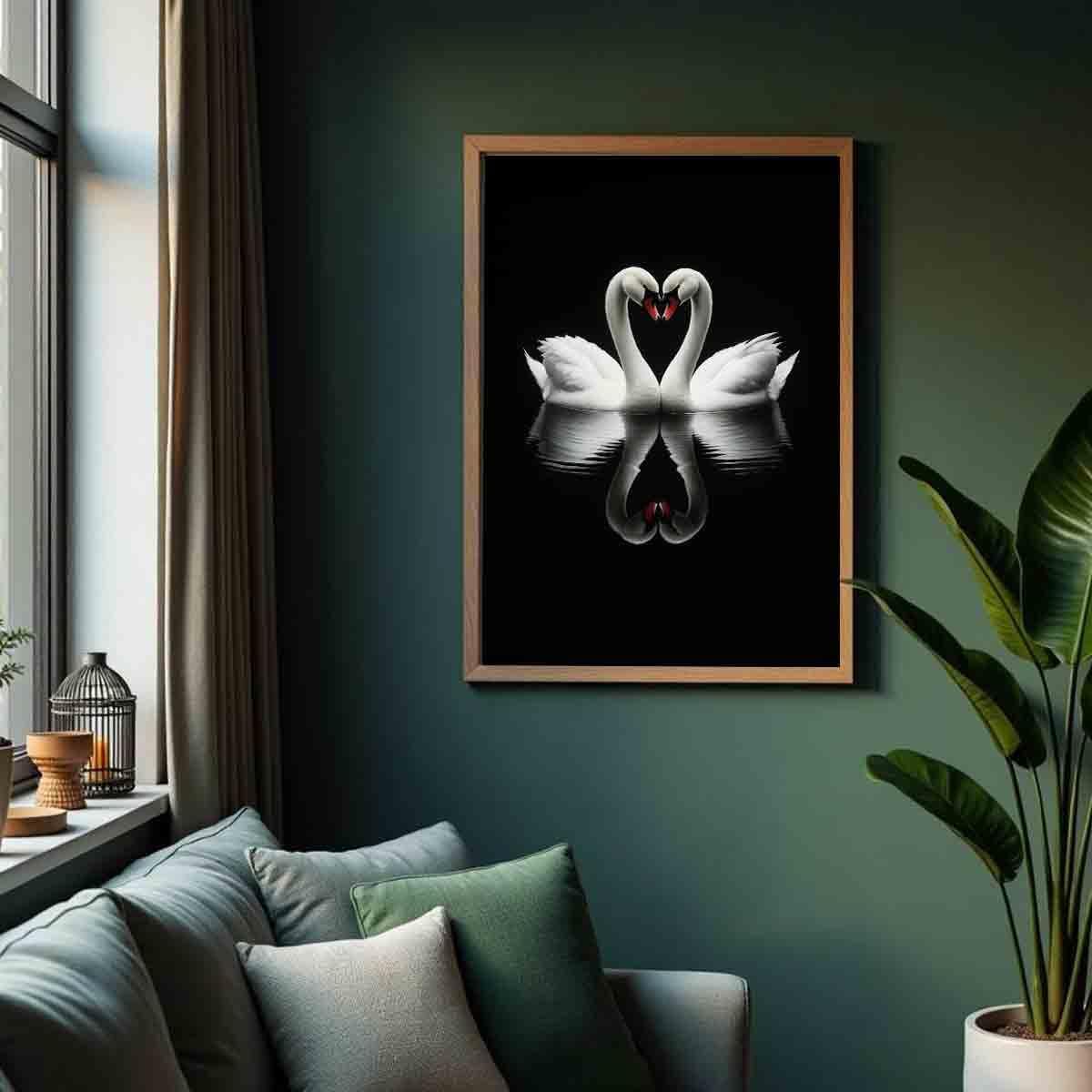 Swan Wall Art Vintage Swan Lake Painting Black And White Animals Wall Art White Bird Pictures Moody Painting Aesthetic Print Romantic Elegant Animal Print Antique Artwork Room Decor 16x24inch No Frame