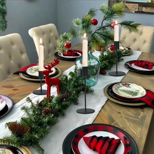 Black Candlestick Holders Bulk for Taper Candles Decorative Metal Candelabra Candle Holders Fit 0.8 Inch Diameter Candles Gold Taper Candle Stands for Wedding Home Party Table Decor (18 Count)