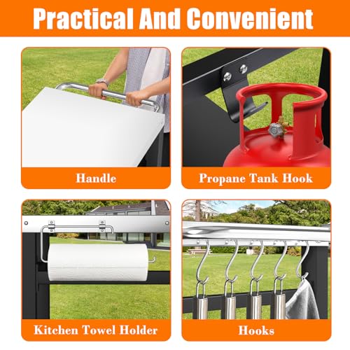 Grill Table Movable Dining Cart