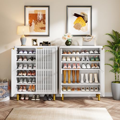 6 Tier Shoe Cabinet with Shutter Doors