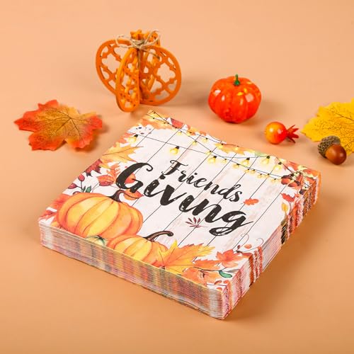 150Pcs Friendsgiving Plates Napkins Fall Paper Plates Napkin Party Supplies (150 Count)