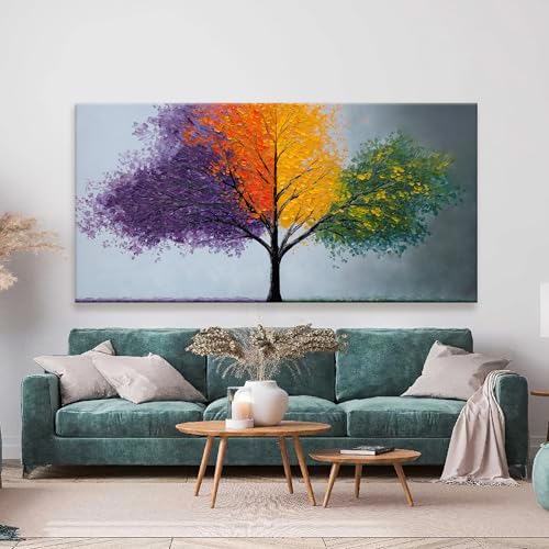 Canvas Wall Art Decor Purple Tree Of Life Canvas Art Wall Decor For Living Room Green Nature Botanical Wall Art Decor Modern Artwork Wall Art Decor Artwork For Home Bedroom Office Wall Decor 20×40 In