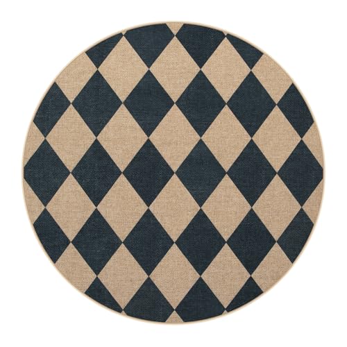Checkered Easy Jute Round Rug 4ft (48 Sq Ft)
