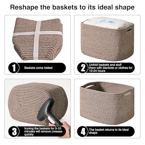 Storage Baskets for Organizing 12.5x9.1x7.9 Mixed Dark Brown (4 Count)