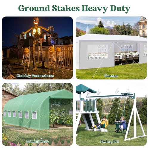 12 inches 12 Pack Trampoline Stakes Anchors High Wind Stake Heavy Duty U Hooks for Ground Lawn Garden Yard Stakes for Decorations Swing Set Shed (12 Count)
