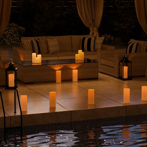 6" 8" 10" x 4" Ivory Large Waterproof Outdoor Flameless Candles Battery Operated LED Flickering Pillar Candles with Remote and Timer for Indoor Outdoor Lanterns (3 Count)