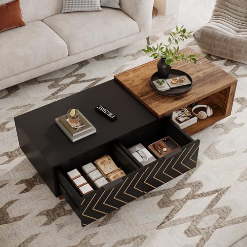 Extendable Coffee Table with 2 Storage Drawers
