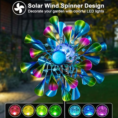 60'' Wind Spinner with Color Glass Ball Solar Lights