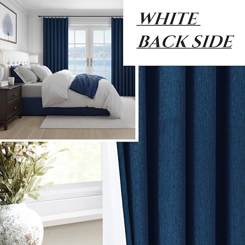 Navy Blue Blackout Curtains 102 Inch Length for Kids