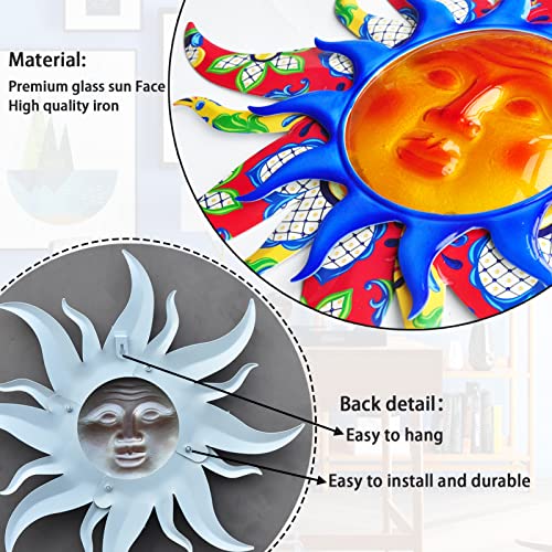 Sun Metal Wall Art Outdoor Decor Living Room Bedroom Porch Fence Garden