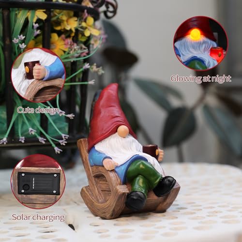 Solar Garden Gnomes Outdoor Statue with Solar Lights