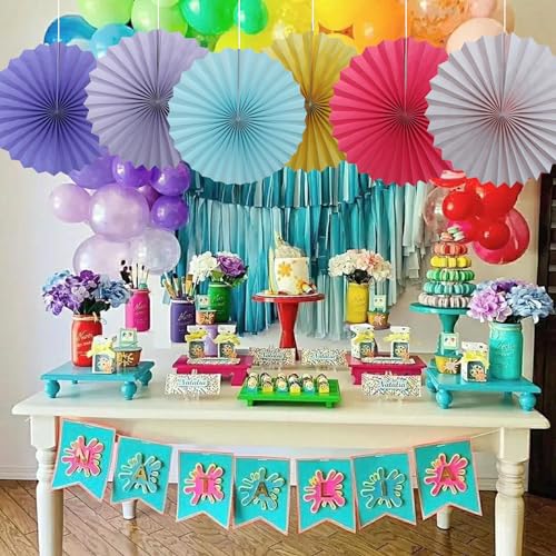 Purple Party Decorations Purple Paper Fans Bulk 16inch DIY Set