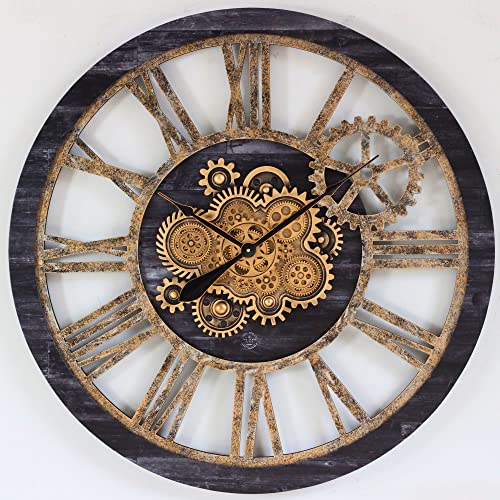 The Gears Clock 36'' Inch Real Moving Gear Wall Clock Vintage Industrial Oversized Rustic Farmhouse