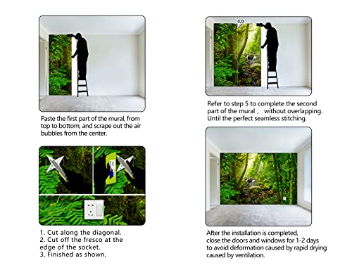Green Forest Tropical Rainforest wallpeper Living Room Bedroom Nature Jungle Landscape Office Woodland Scenery Tree wall Mural